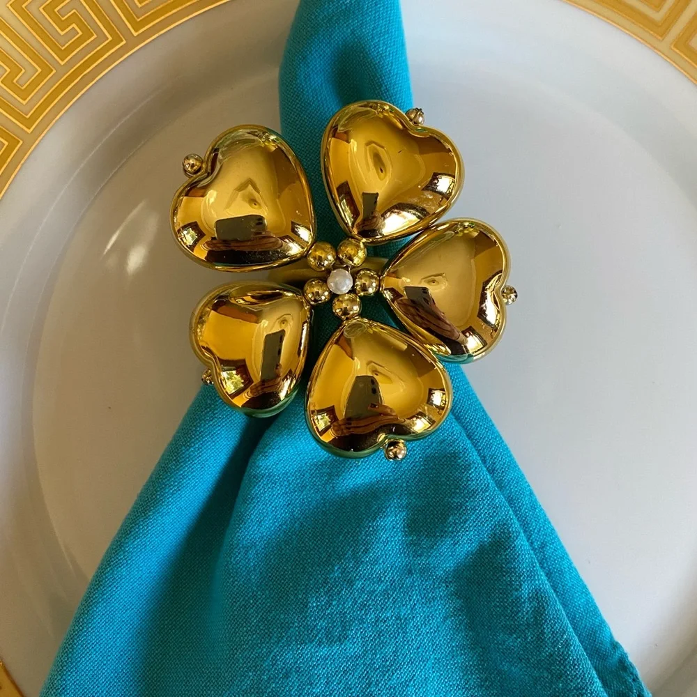 ❤️ Set of 6 unique handmade heart shaped beaded napkin holders napkin rings - Picture 1 of 8